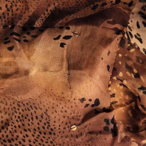 New York City Design Co Womens Tiered Skirt Brown Black Lined Lace 100% Silk M - Picture 7 of 7